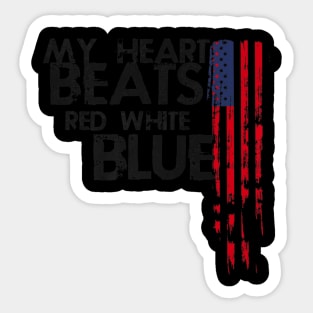 My Heart Beats Red White Blue American Patriotism Sticker